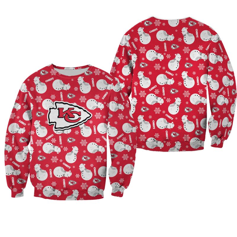 nfl kansas city chiefs christmas snowman patterns limited edition unisex sweatshirt new0618104992447 hsly1