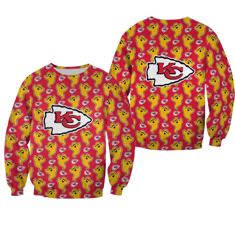 nfl kansas city chiefs funny ghosts pattern halloween edition sweatshirt new04511039149001 fpx8z