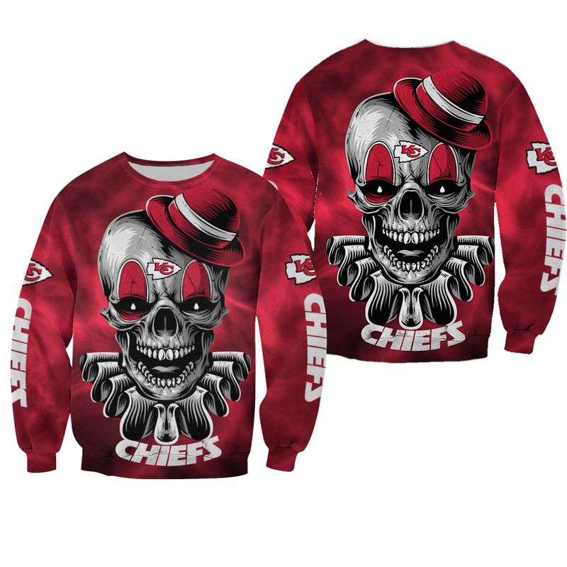 nfl kansas city chiefs halloween skull clown limited edition sweatshirt nla02921067664203 10dgi