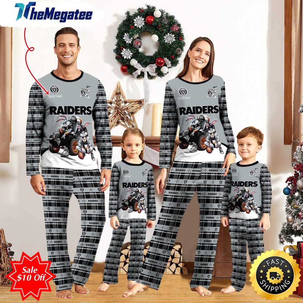 nfl las vegas raiders custom name pajamas bunny sports for family