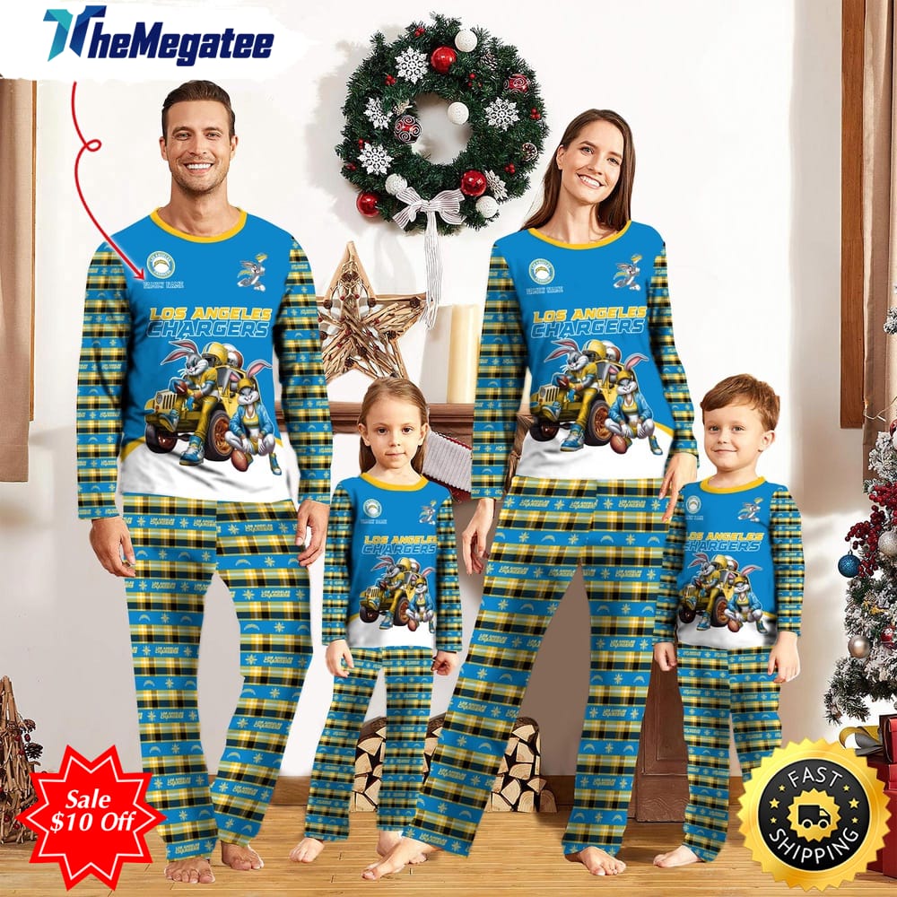 nfl los angeles chargers custom name pajamas bunny sports for family