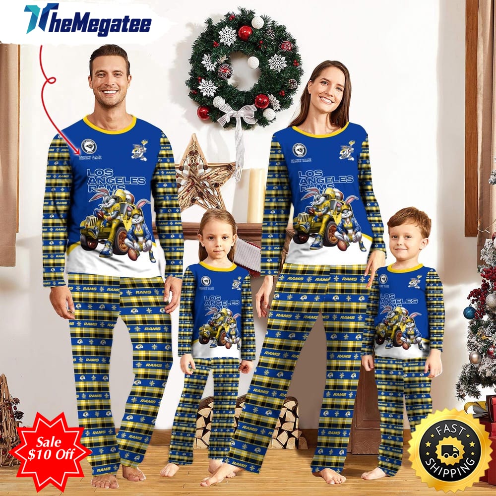 nfl los angeles rams custom name pajamas bunny sports for family