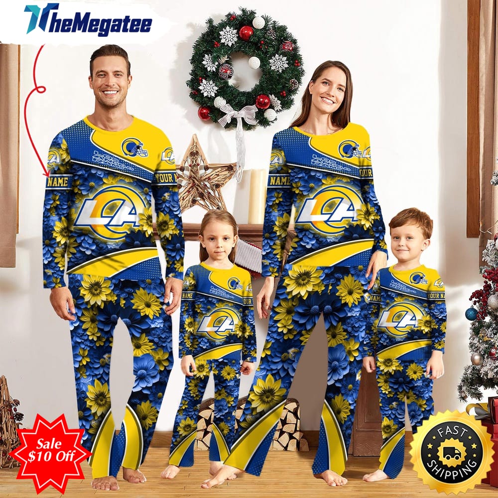 nfl los angeles rams custom name pajamas flower sports for family