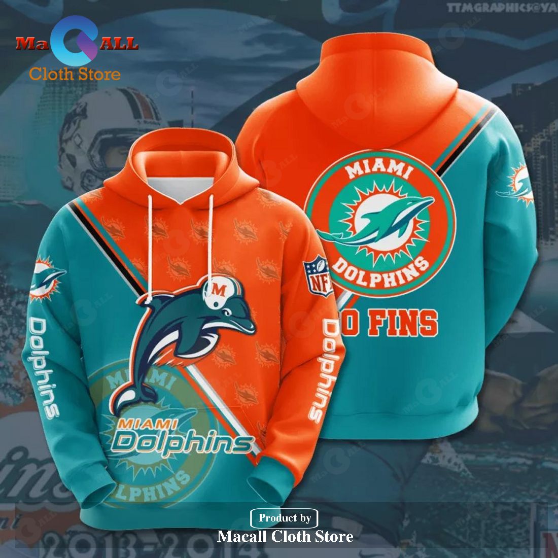 nfl miami dolphins 3d team logo hoodie sweatshirt 3d 1 fKtph