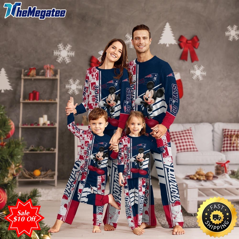 nfl new england patriots custom name pajamas mickey mouse for family