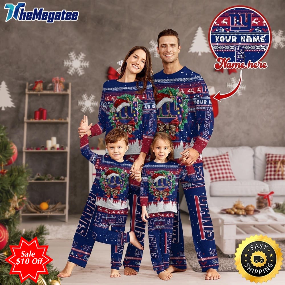 nfl new york giants custom name pajamas christmas for family