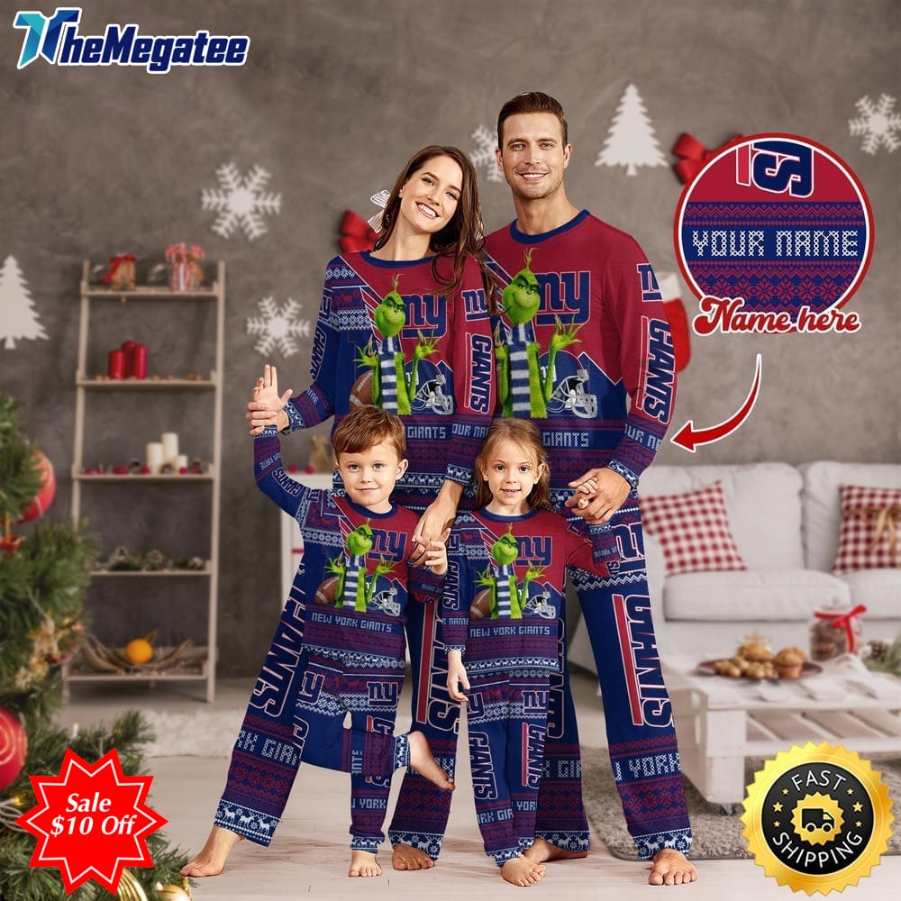 nfl new york giants custom name pajamas christmas sports for family