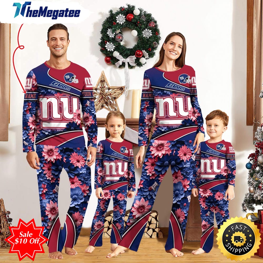 nfl new york giants custom name pajamas flower sports for family