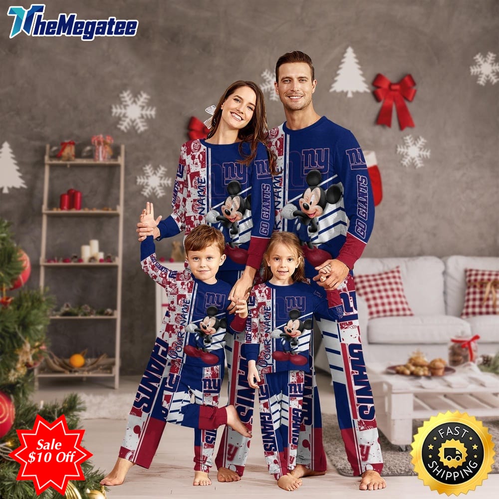 nfl new york giants custom name pajamas mickey mouse for family