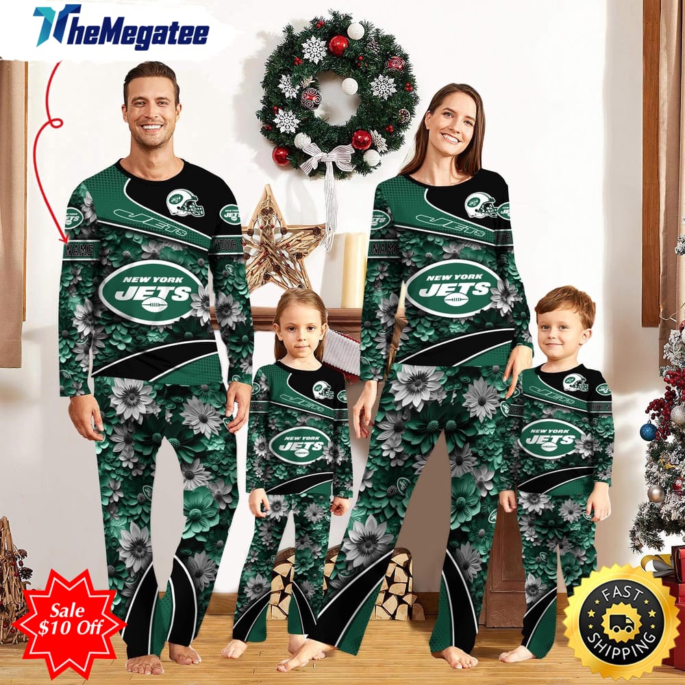 nfl new york jets custom name pajamas flower sports for family