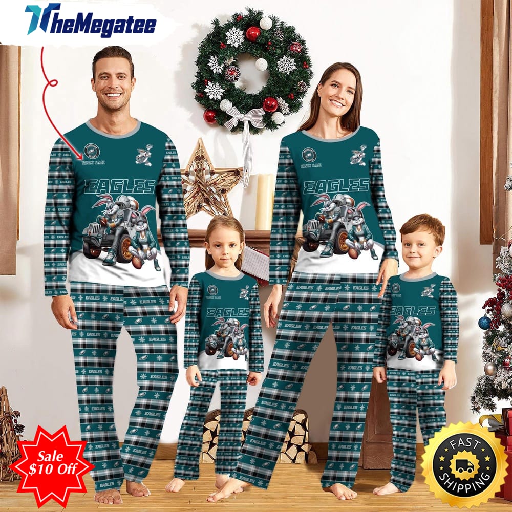 nfl philadelphia eagles custom name pajamas bunny sports for family