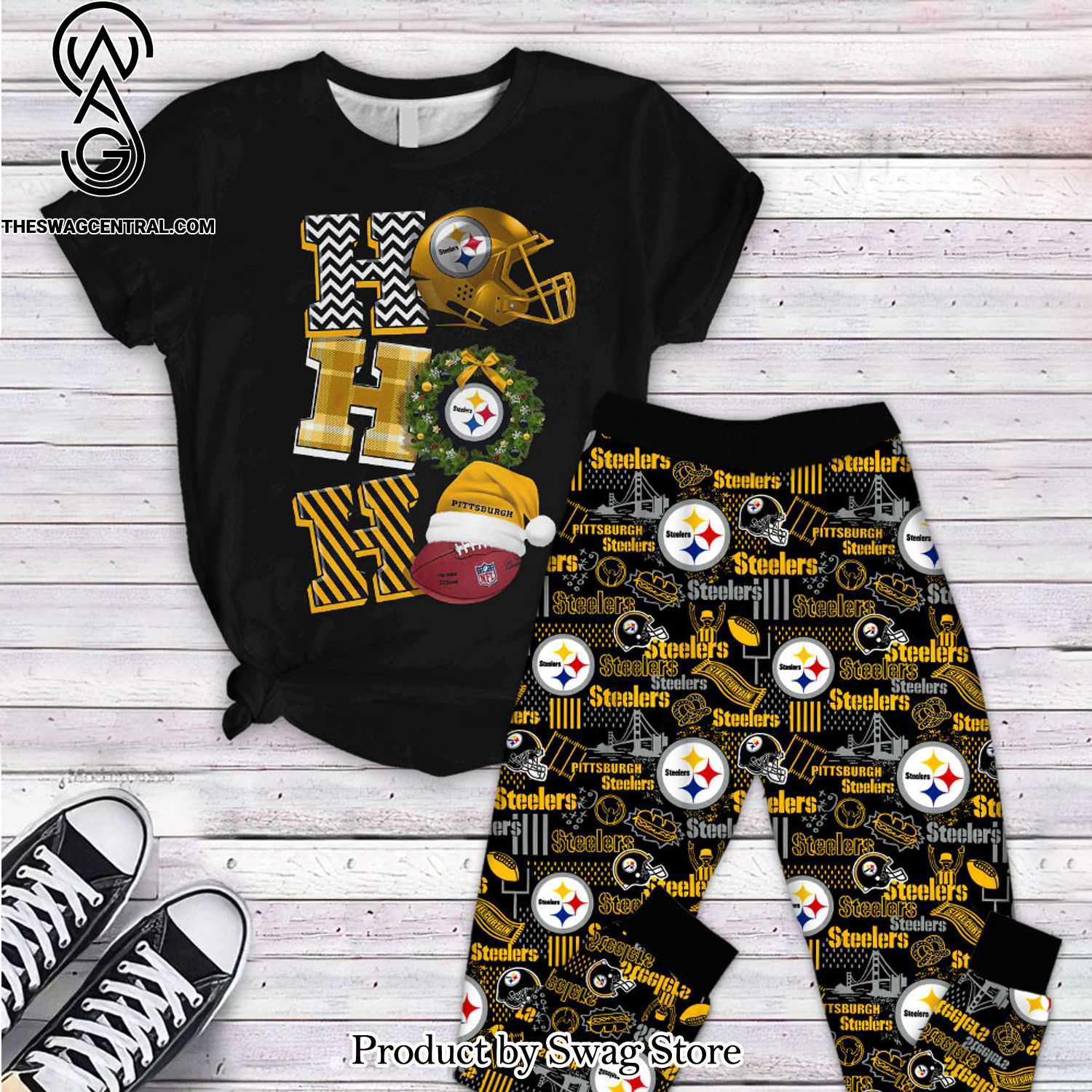 nfl pittsburgh steelers classic all over print pyjamas set 1 X6Oxp