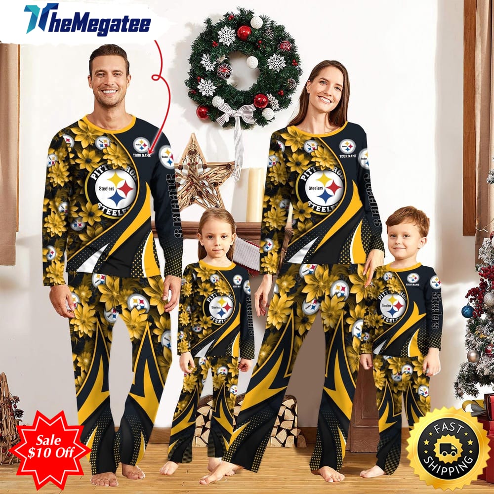 nfl pittsburgh steelers custom name pajamas flower for family