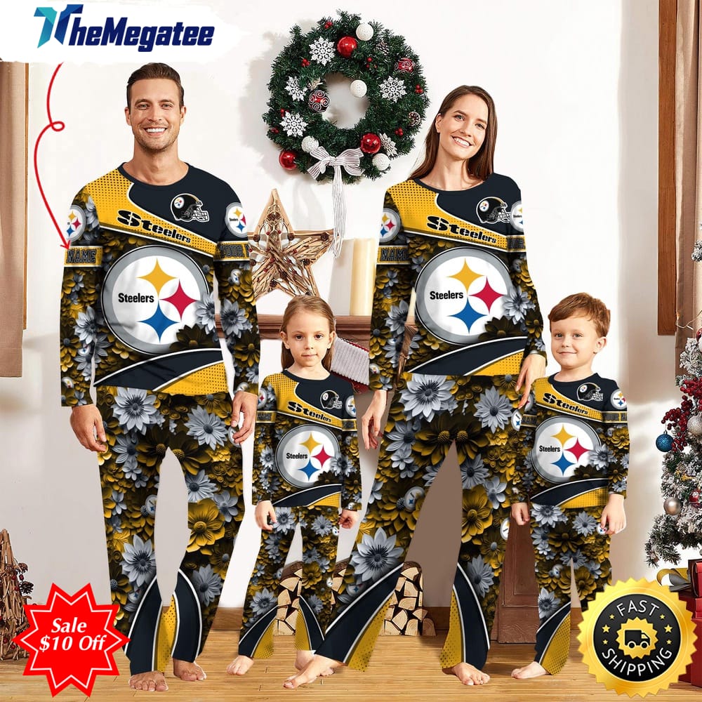 nfl pittsburgh steelers custom name pajamas flower sports for family