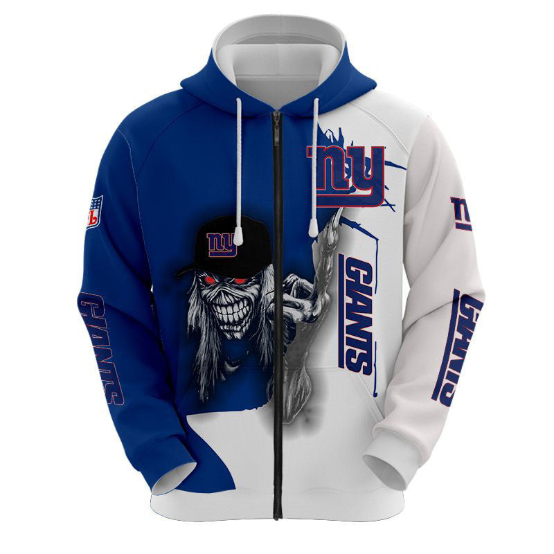 nfl printed iron maiden new york giants zip up hoodies pullover hoodies 9333 fod08