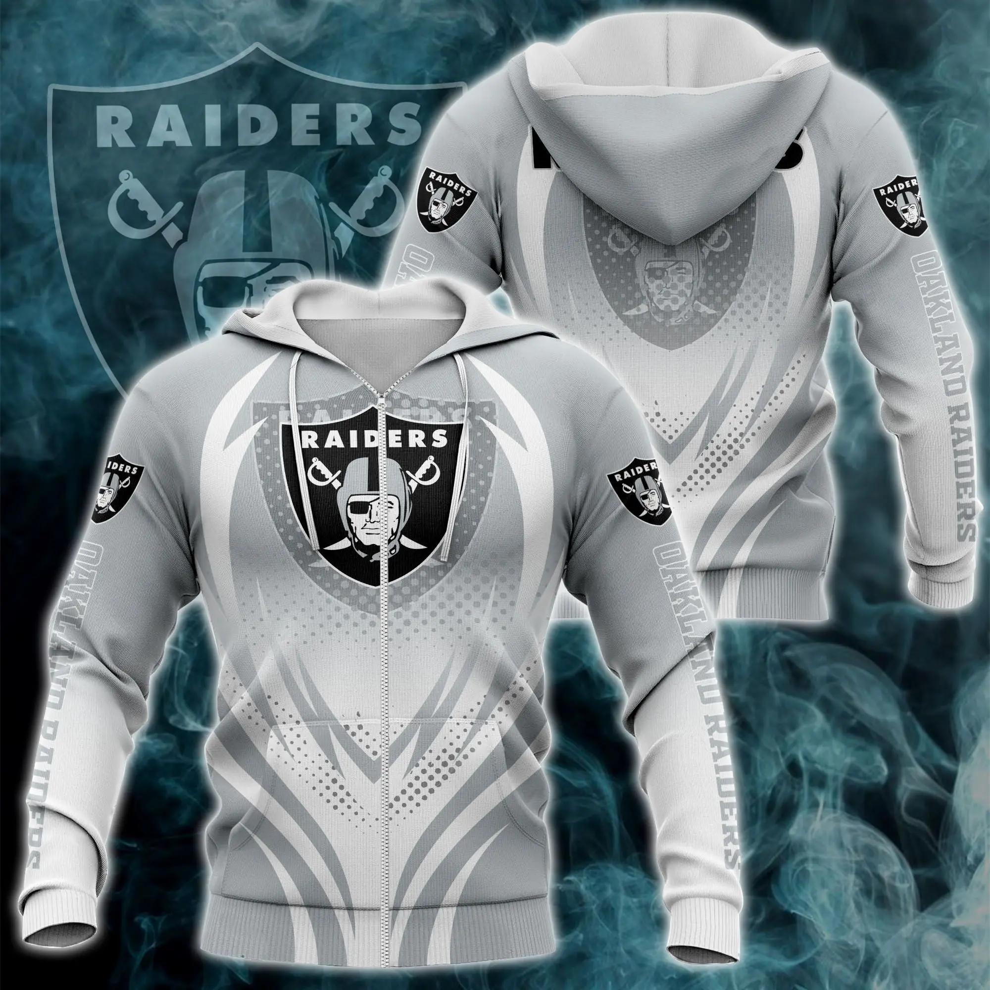 nfl printed las vegas raiders zipper hoodie 3d print h04fs 9412 ngiqt