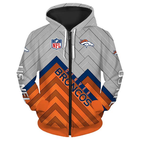 nfl printed mens denver broncos zip up hoodies 3d sweatshirt long sleeve 6087 6byqm