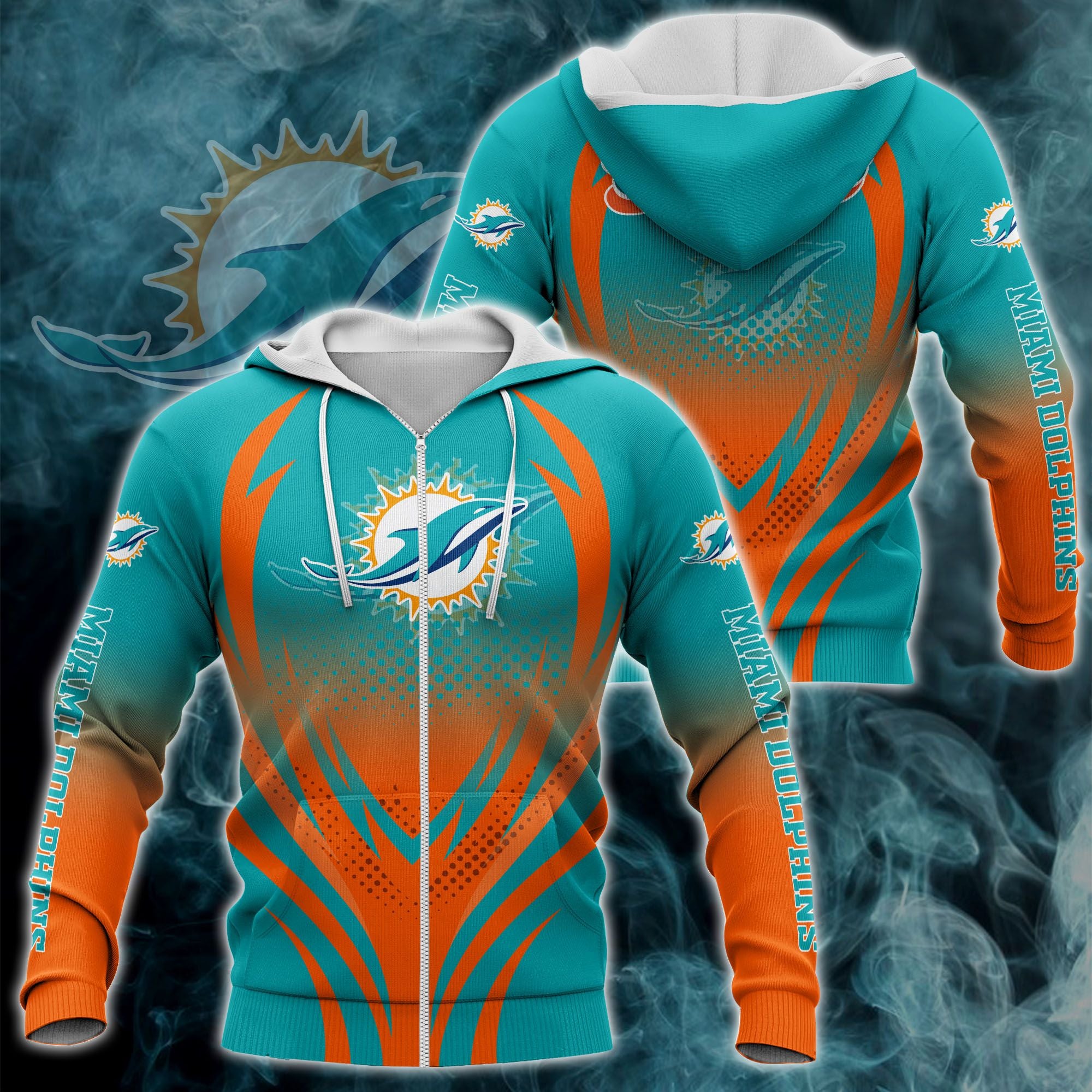 nfl printed miami dolphins zipper hoodie 3d print h04fs 9440 wmjaz