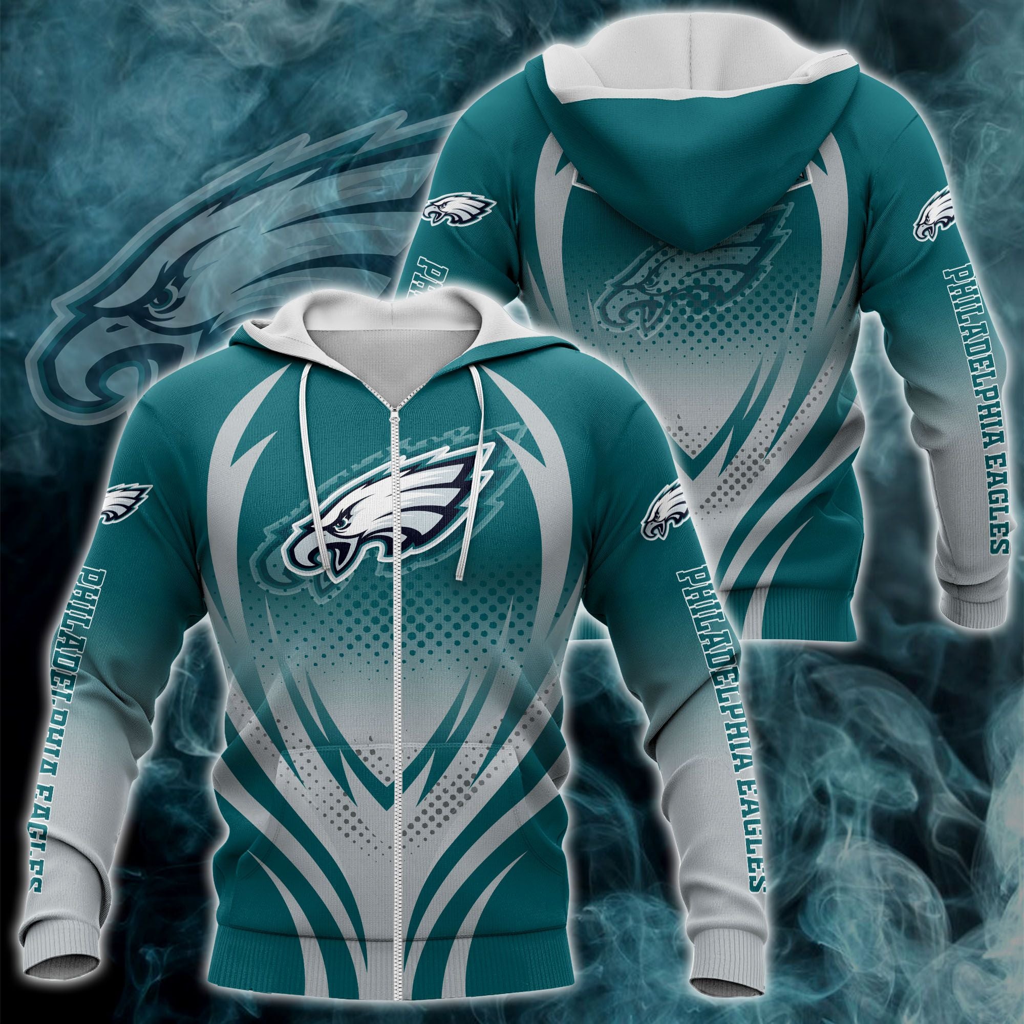 nfl printed philadelphia eagles zipper hoodie 3d print h04fs 2539 e0dlg