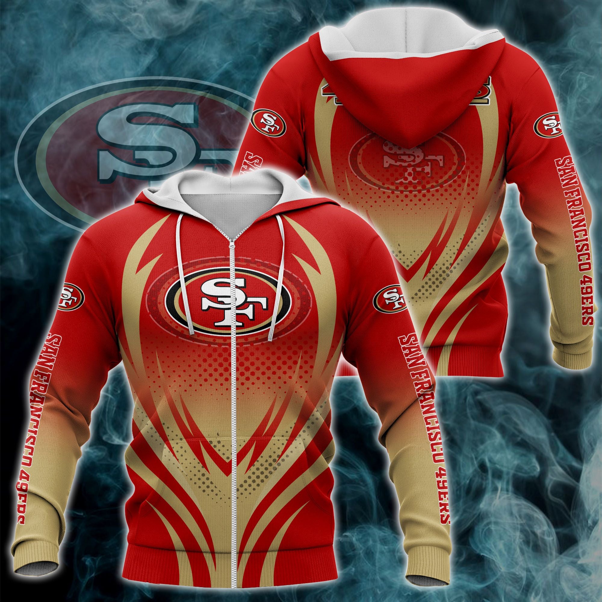 nfl printed san francisco 49ers zipper hoodie 3d print h04fs 9440 mprcm