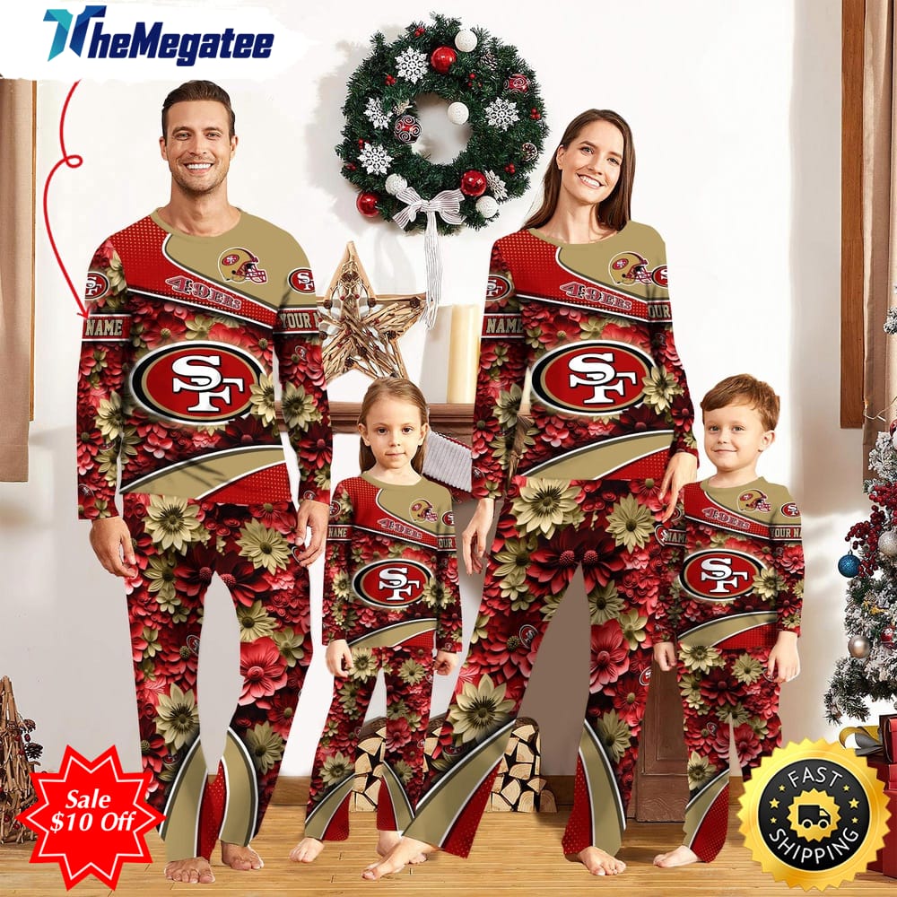 nfl san francisco 49ers custom name pajamas flower sports for family