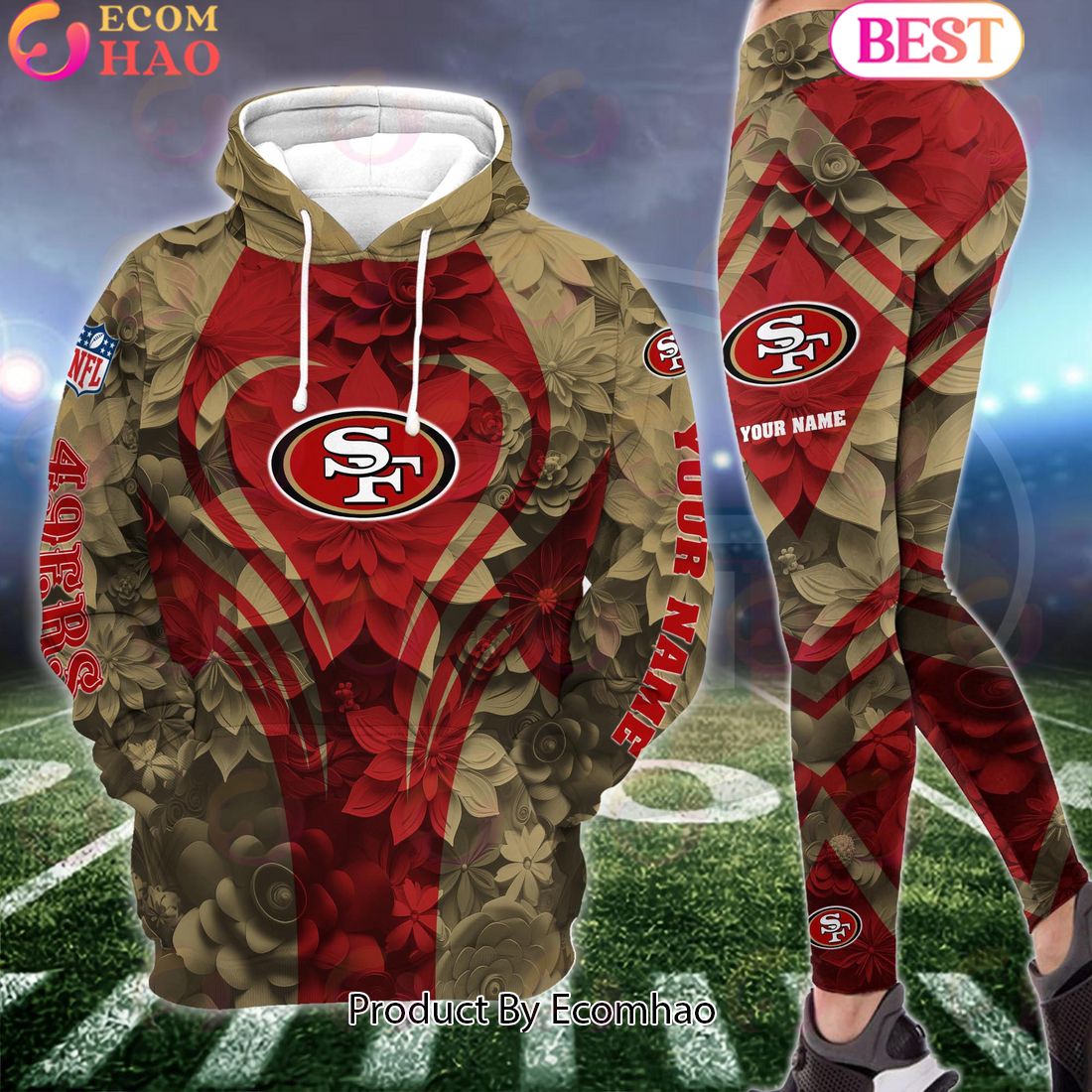 nfl san francisco 49ers special flowers design hoodie and leggings 1 hg6Kt