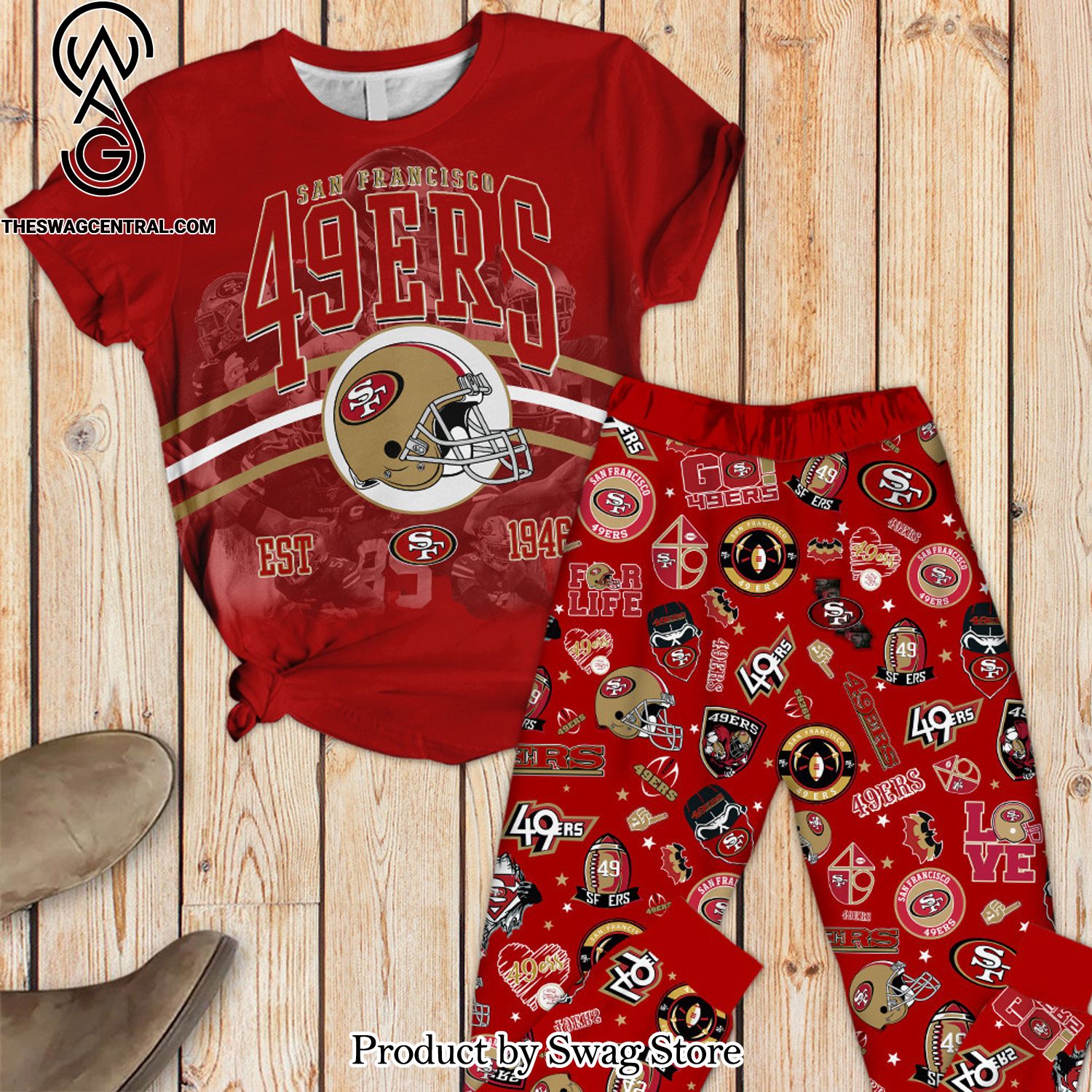 nfl san francisco 49ers unisex full printed pyjamas set 1 qGDwl