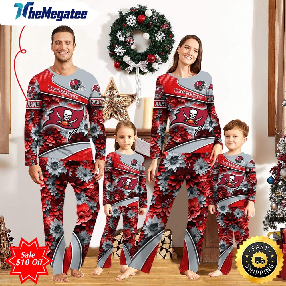 nfl tampa bay buccaneers custom name pajamas flower sports for family