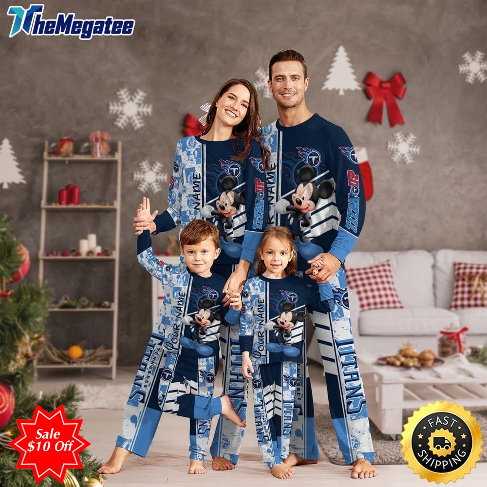 nfl tennessee titans custom name pajamas mickey mouse for family