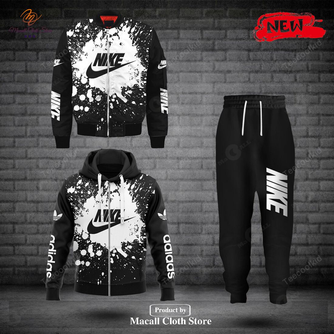 nike fashion white paint effect luxury hoodie sweatshirt 3d and pants 1 M6T9d