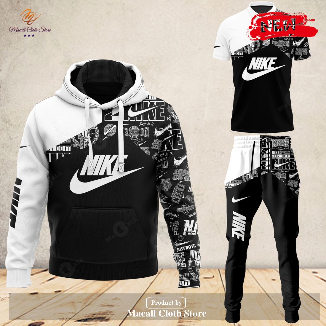 nike luxury black white fashion hoodie sweatshirt 3d and pants 1 bEgt5