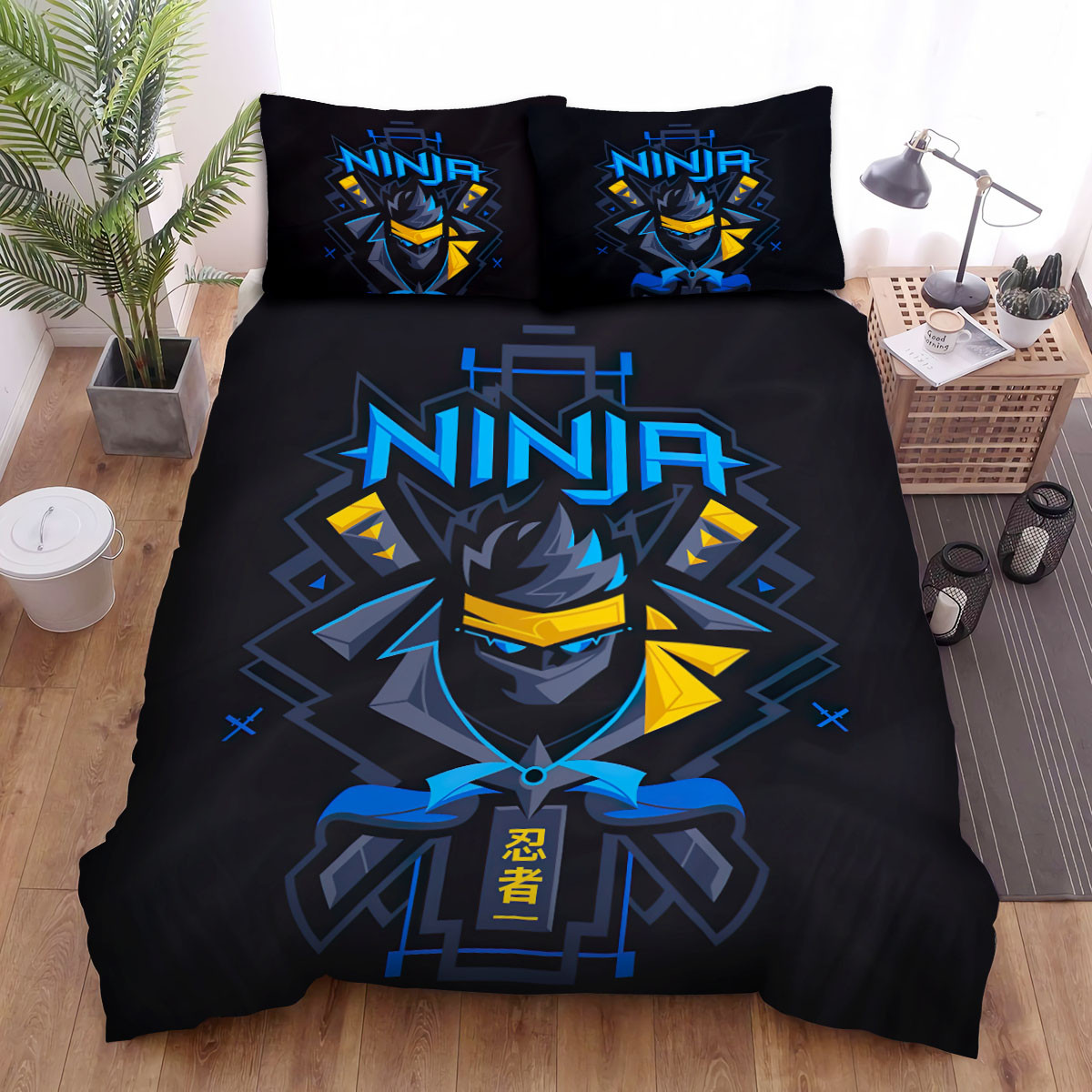 ninja streamer logo bedding sets duvet cover bed sheets spread chlmc