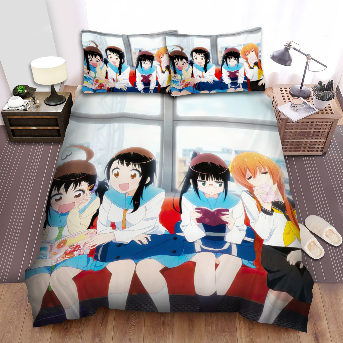 nisekoi anime girls on train bed sheets spread comforter duvet cover bedding sets gkefg