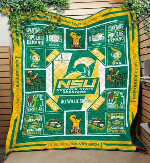 norfolk state spartans quilt blanket for fans home decor gift 2i