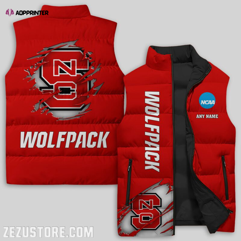 north carolina state wolfpack ncaa sleeveless puffer jacket custom for fans gifts