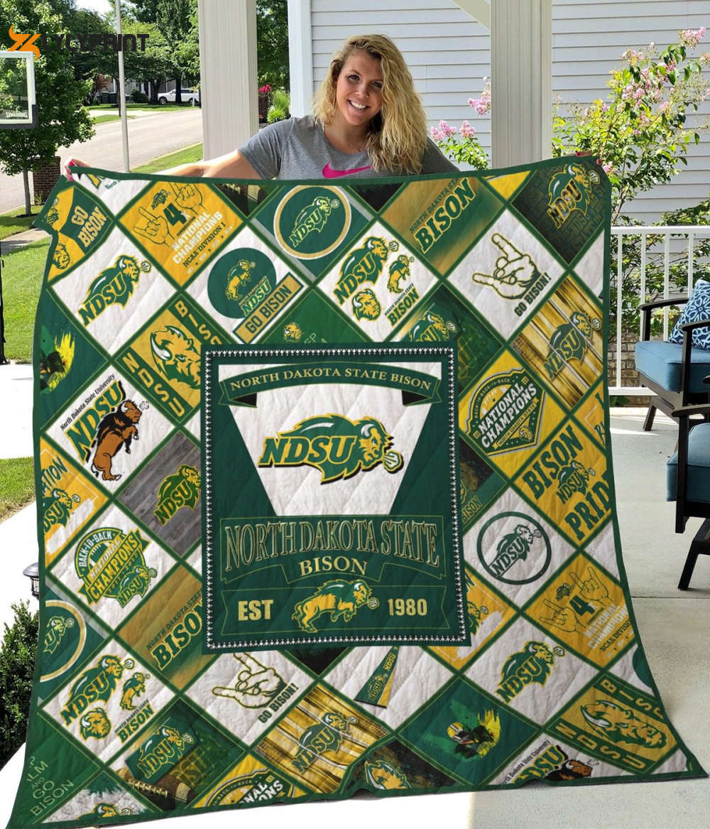 north dakota state bison 2 quilt blanket 1