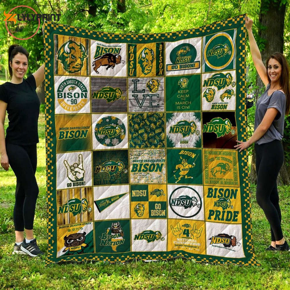 north dakota state bison quilt blanket for fans home decor gift 1