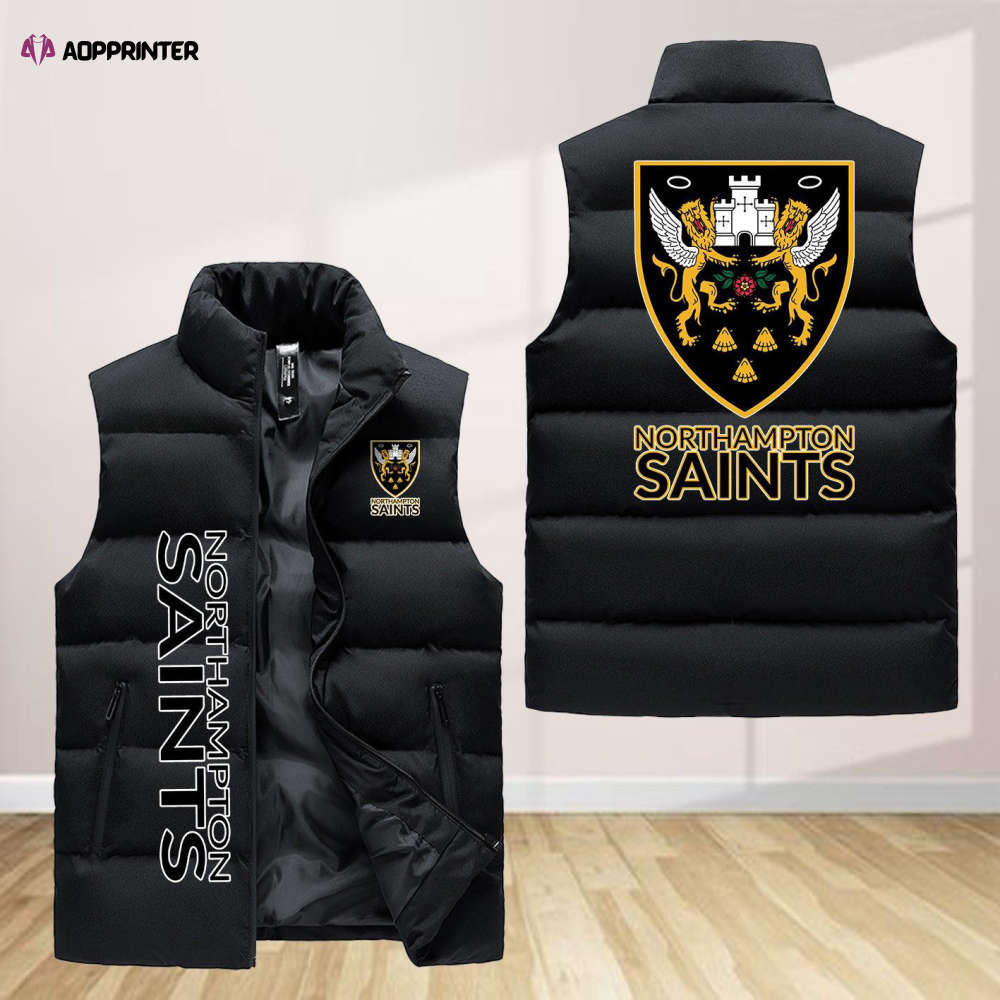 northampton saints sleeveless puffer jacket custom for fans gifts