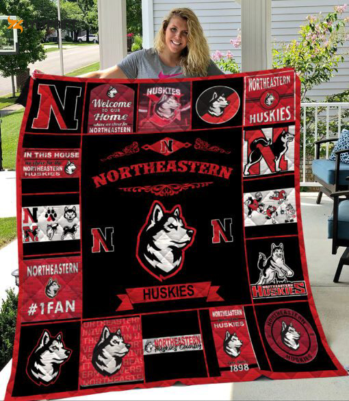 northeastern huskies 2 quilt blanket for fans home decor gift