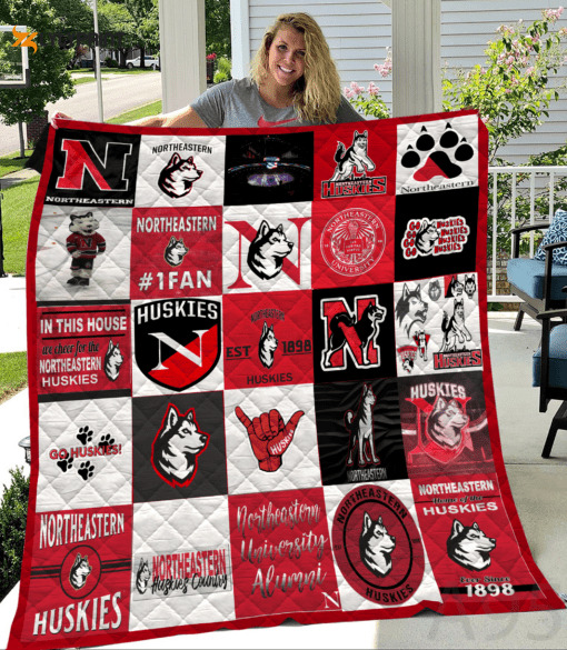 northeastern huskies quilt blanket for fans home decor gift