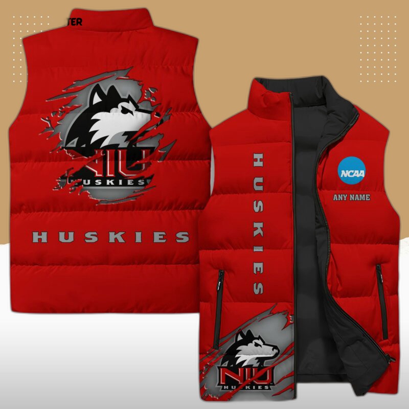 northern illinois huskies ncaa sleeveless puffer jacket custom for fans gifts LkeHec