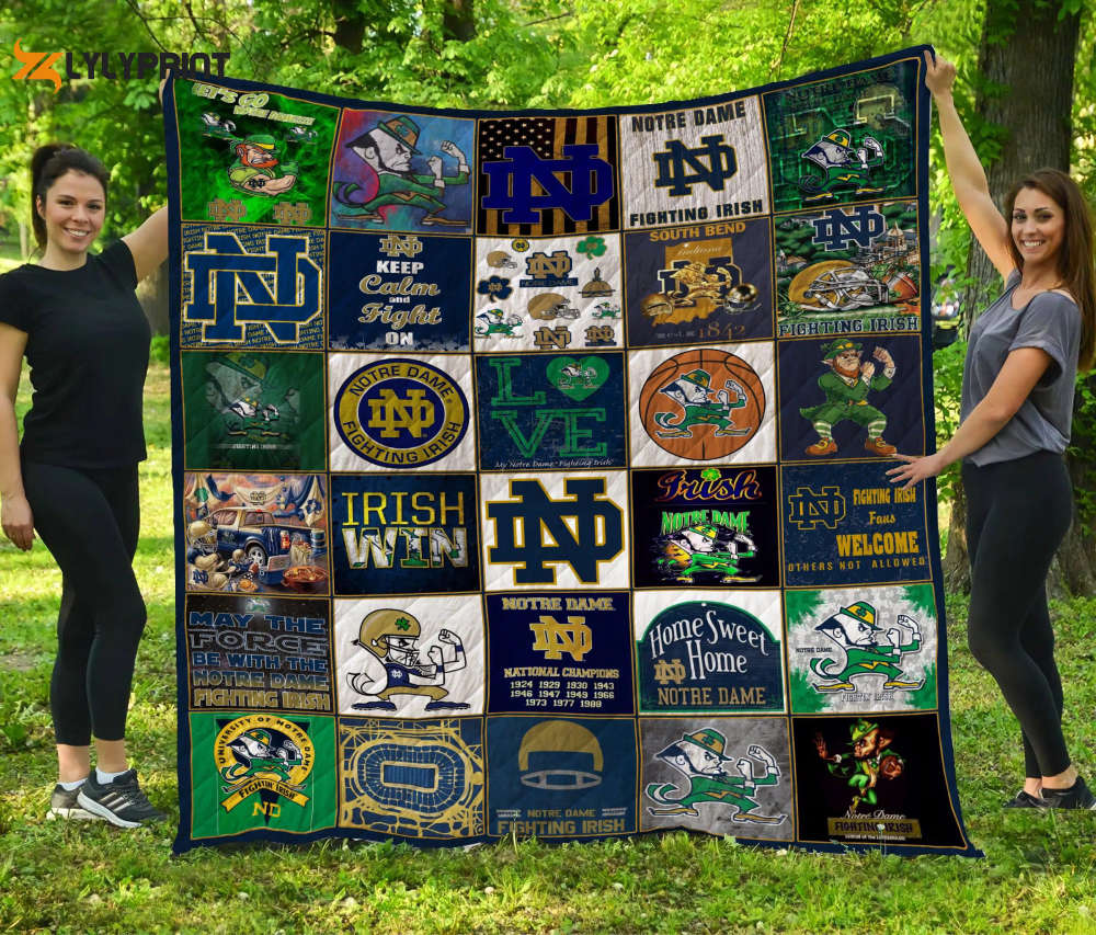 notre dame fighting irish 1 quilt blanket for fans home decor gift