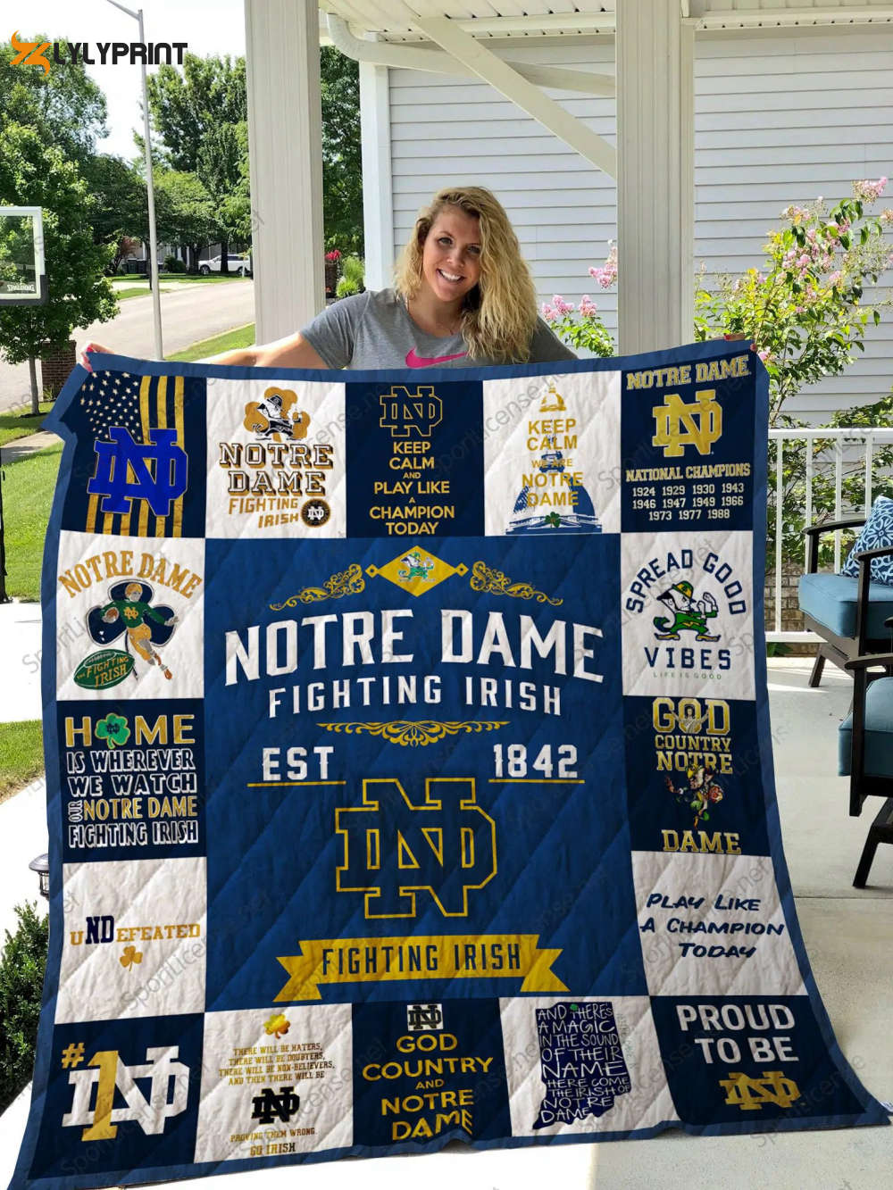 notre dame fighting irish 2 quilt blanket 2