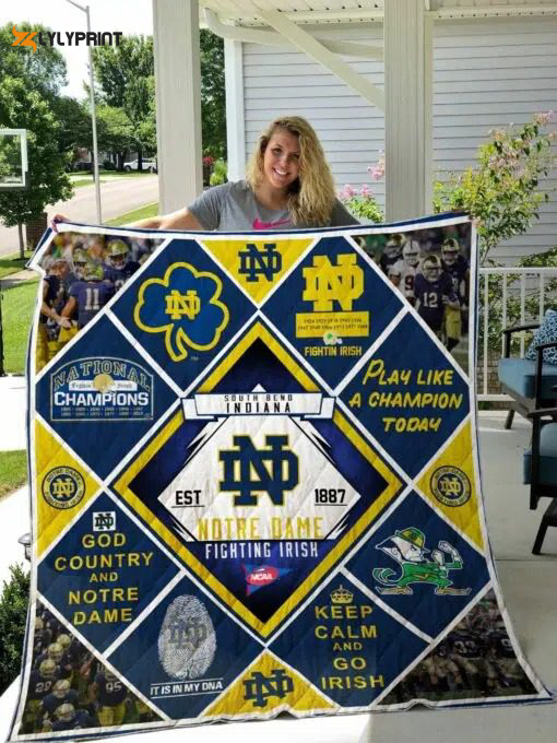 notre dame fighting irish quilt blanket for fans home decor gift 2