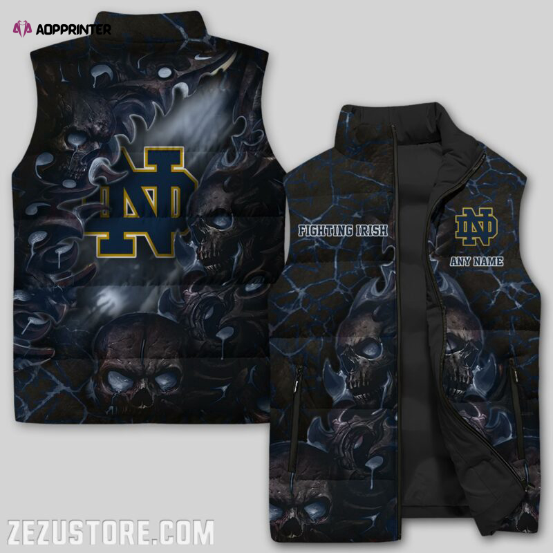 notre dame fighting irish sleeveless puffer jacket custom for fans gifts