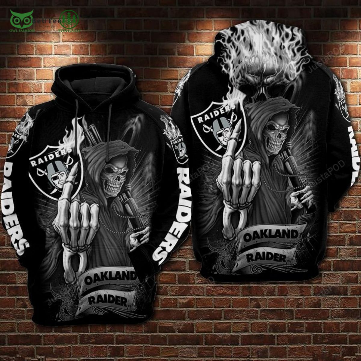 oakland raiders nfl football skull smoke gray 3d hoodie 1 kZtHi