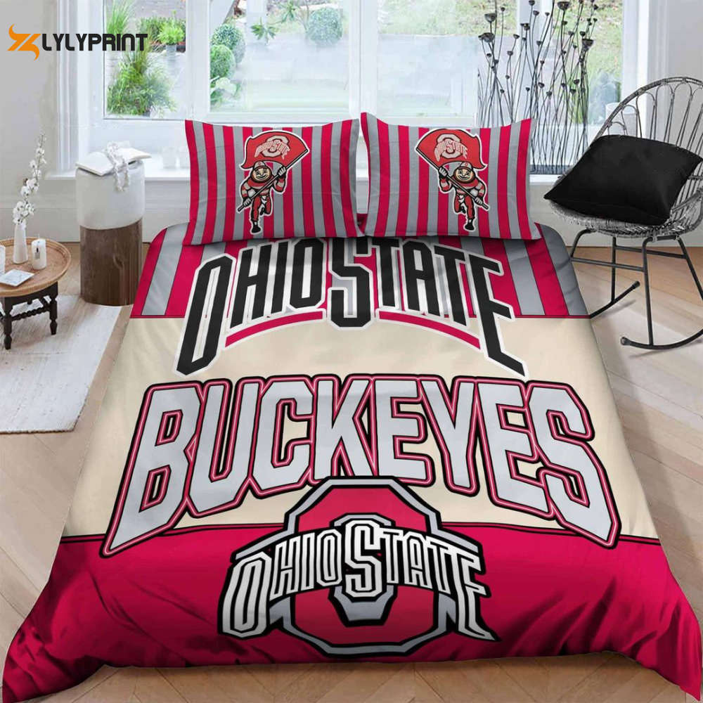 ohio state buckeyes duvet cover bedding set bd630