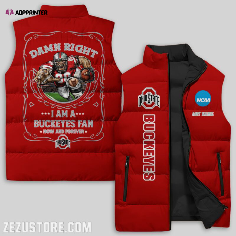 ohio state buckeyes ncaa sleeveless puffer jacket custom for fans gifts 1