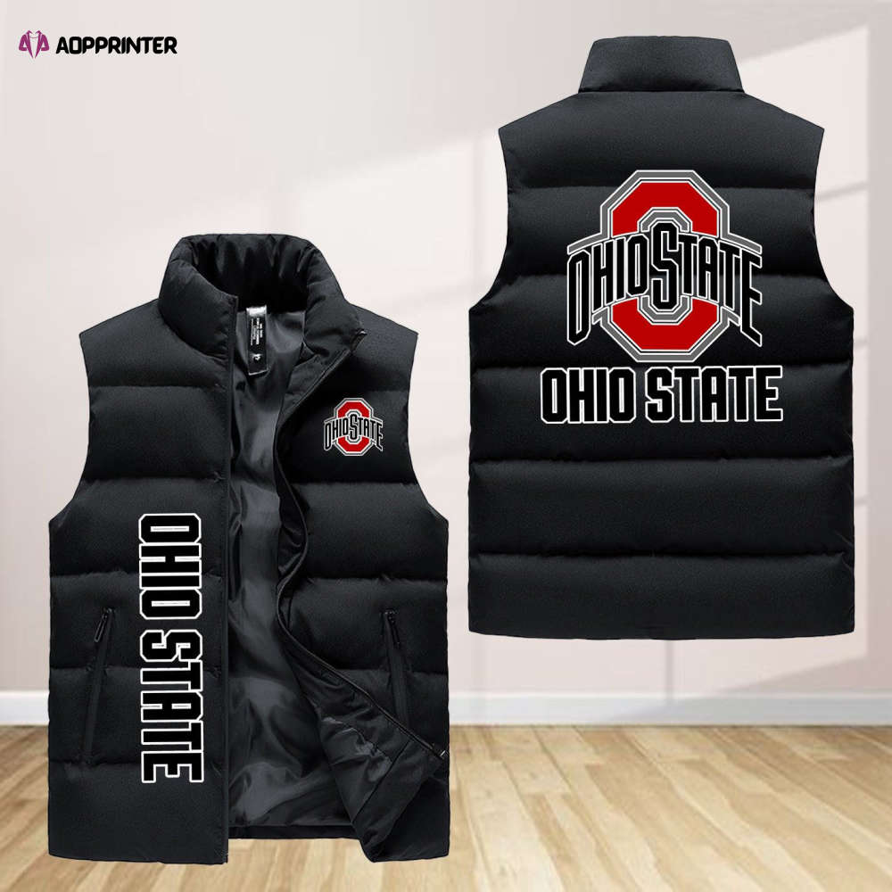 ohio state buckeyes sleeveless puffer jacket custom for fans gifts