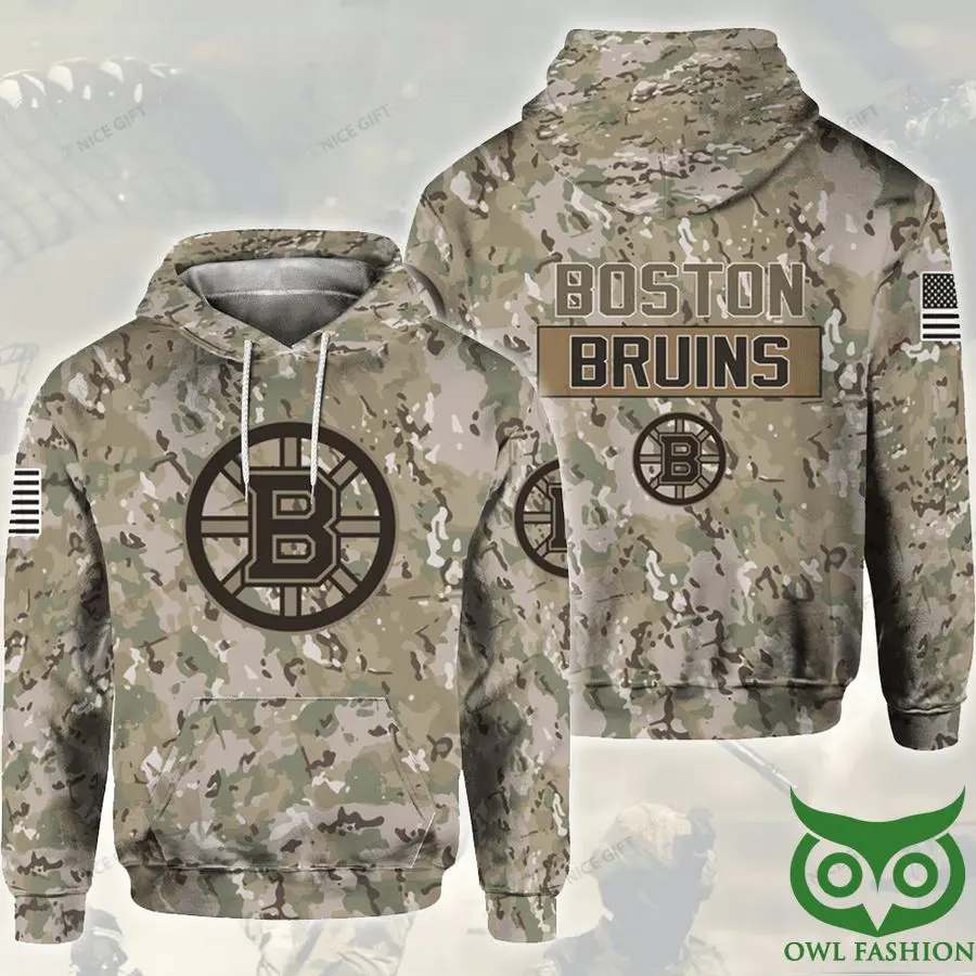 ojVUwwTL 2 NHL Boston Bruins Camouflage 3D Hoodie